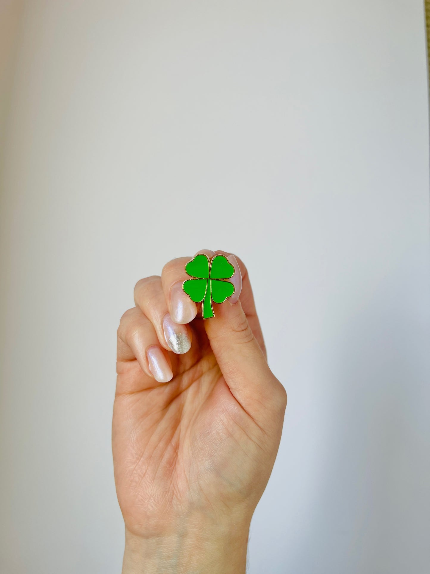 Green Enamel Four-Leaf Clover Pin for Girls and Women symbolizing Luck