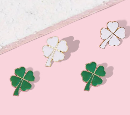 Dabble Doll St. Patrick's Day Luck Enamel Pins in Green and White for Girls and Women
