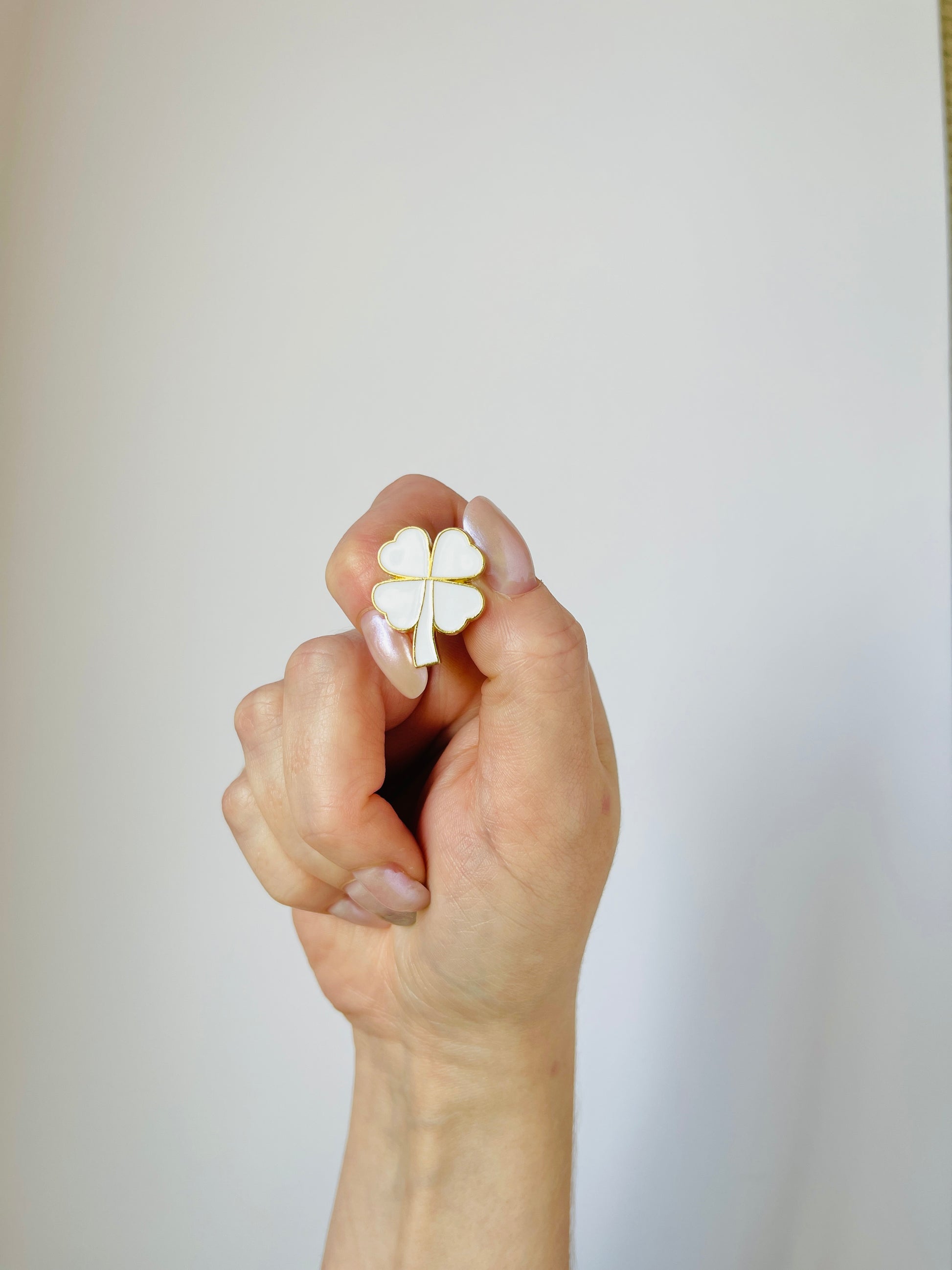 White Clover Charm for Girls and Women Symbolizing Luck in Handcrafted Design