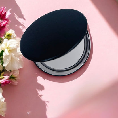 Dabble Doll Compact Mirror with Elegant Black Cover for On-the-Go Touch-Ups