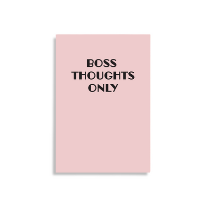 Pink Dabble Doll Notebook for girls and women with the phrase Boss Thoughts Only on the cover