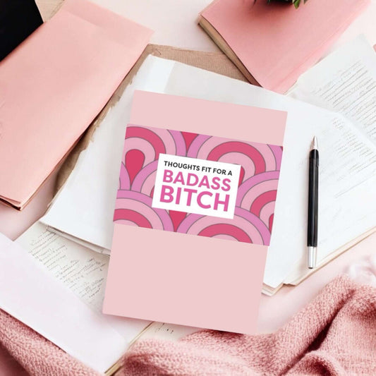 Pink Dabble Doll Notebook with 'Thoughts Fit for a Badass Bitch' design, perfect for girls and women