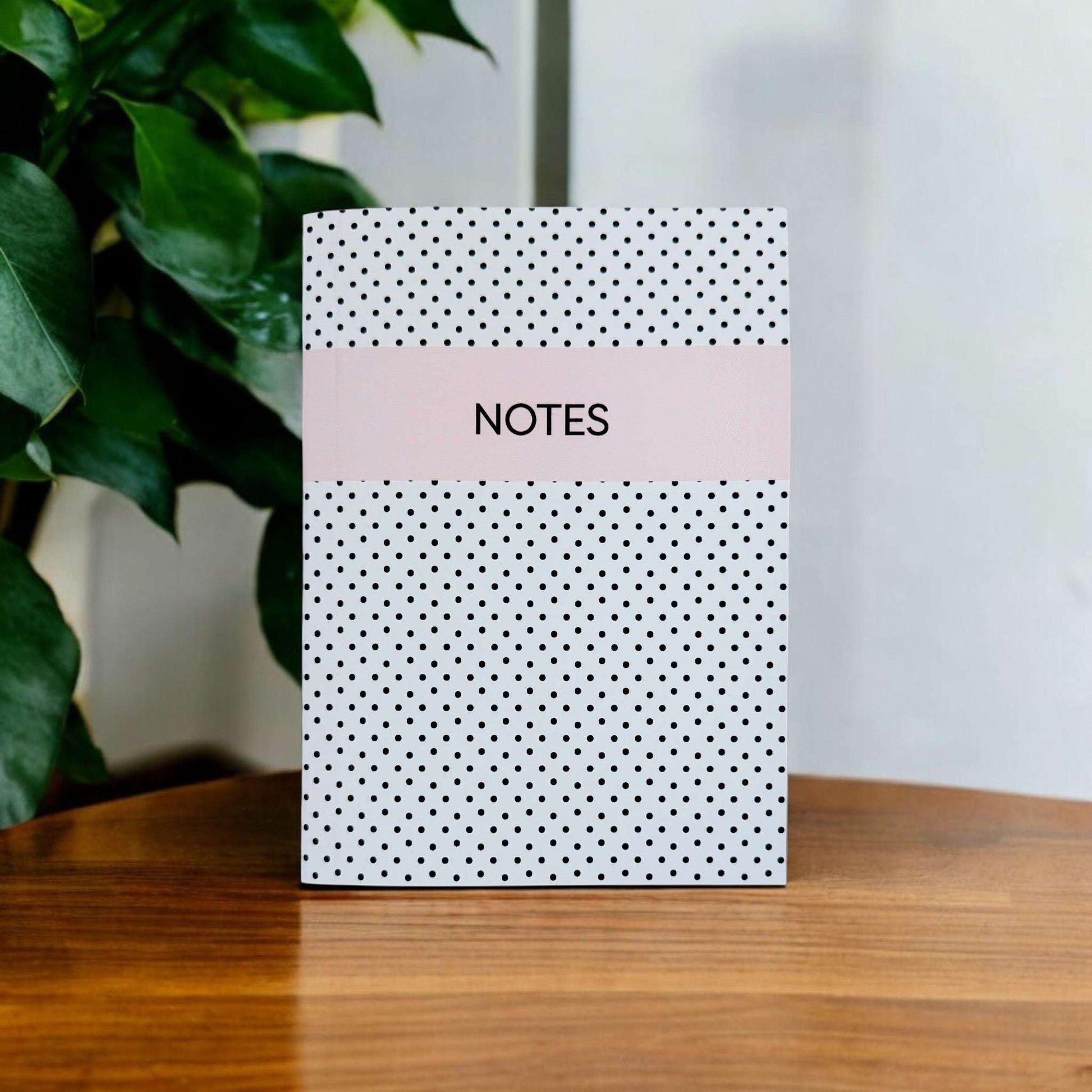 Dabble Doll Polka Dot Notebook in White and Pink for Girls and Women with Stylish Design