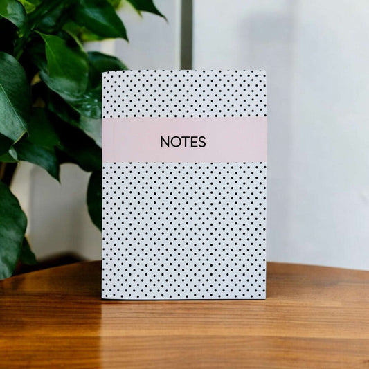 Dabble Doll Polka Dot Notebook in White and Pink for Girls and Women with Stylish Design