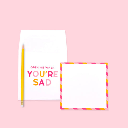 Open me when you're sad stationery set in pink and yellow, perfect for girls and women