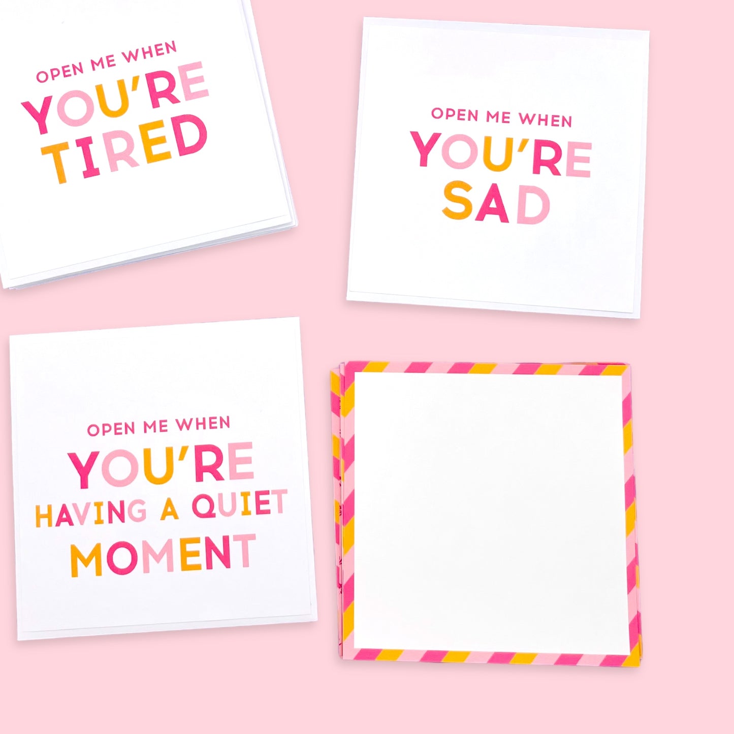 Dabble Doll Open me when cards in pink and white, designed for girls and women with uplifting messages