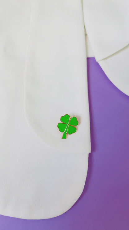 Four Leaf Clover Enamel Pin | Sliding Box