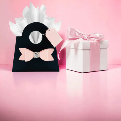 Black and pink Dabble Doll purse bag with bow design, perfect for girls and women