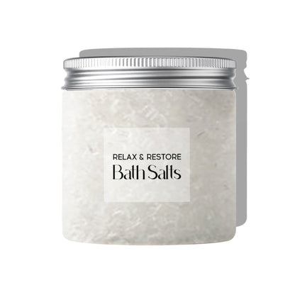 Dabble Doll Relax and Restore Bath Salts in a jar for a soothing bath experience