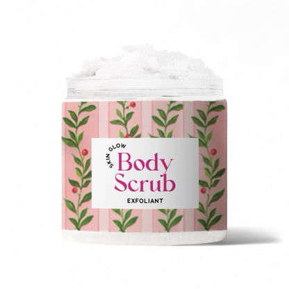 Dabble Doll Glow Skin Body Scrub Exfoliant in a decorative jar with floral design