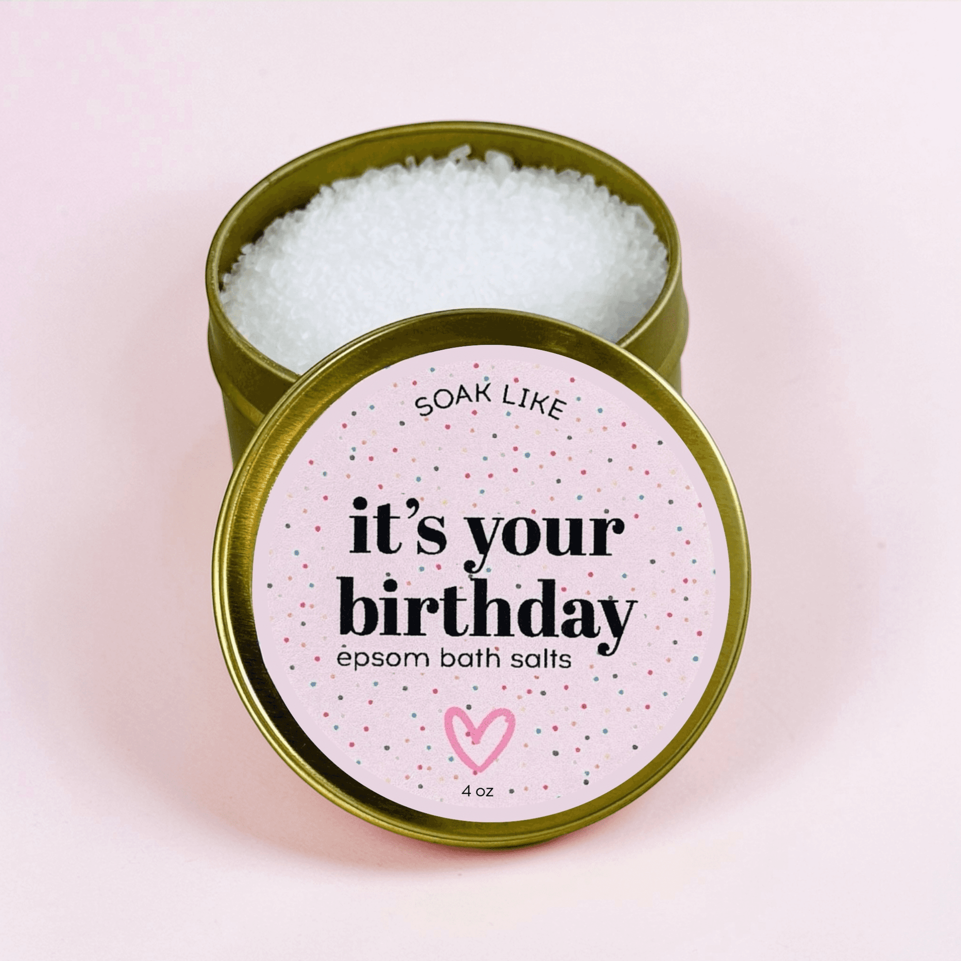 Dabble Doll It's Your Birthday Epsom Bath Salts in a 4 oz Tin for a Relaxing Birthday Bath Soak