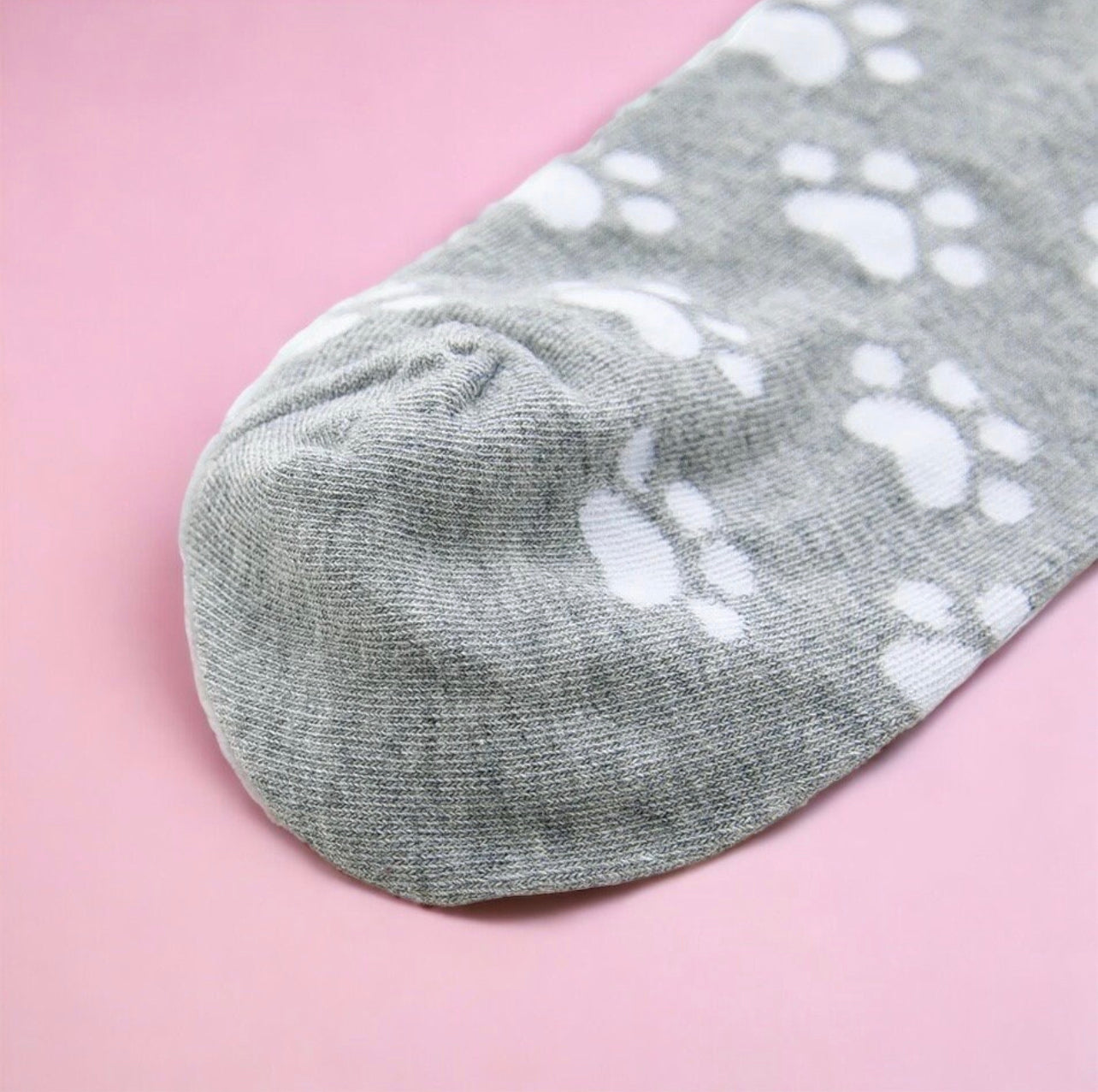 Dabble Doll Gray Socks with White Paw Print Design for Pet Lovers