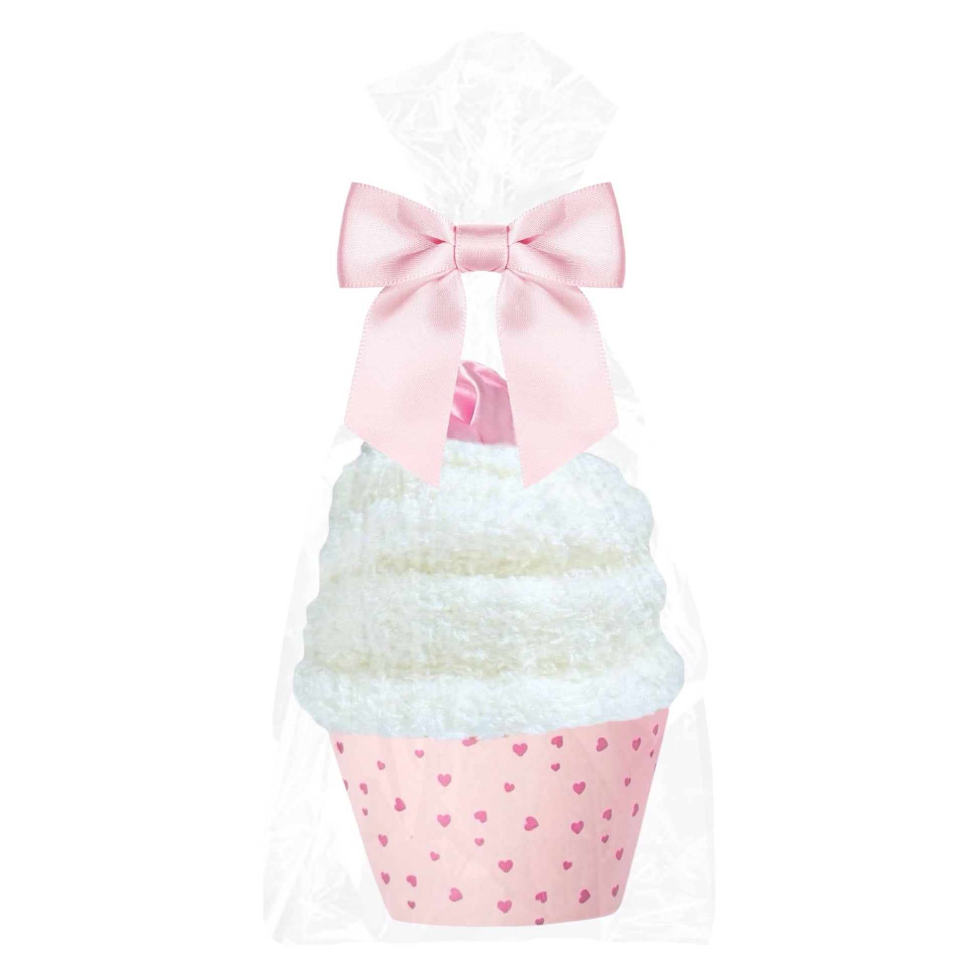 Dabble Doll Cupcake Socks Gift Set Wrapped in Clear Bag with Pink Ribbon and Heart Design