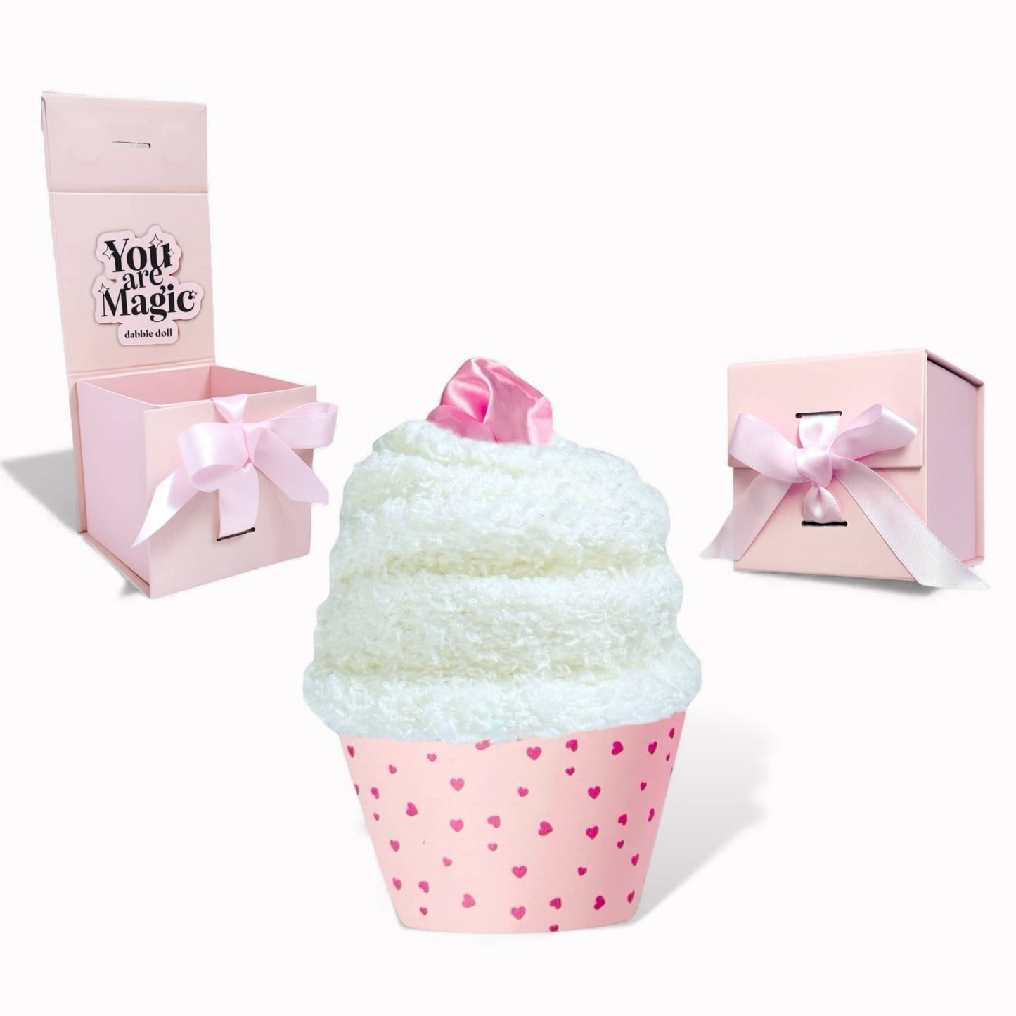 Dabble Doll socks in a cupcake packaging, perfect gift for sock lovers with a fun design