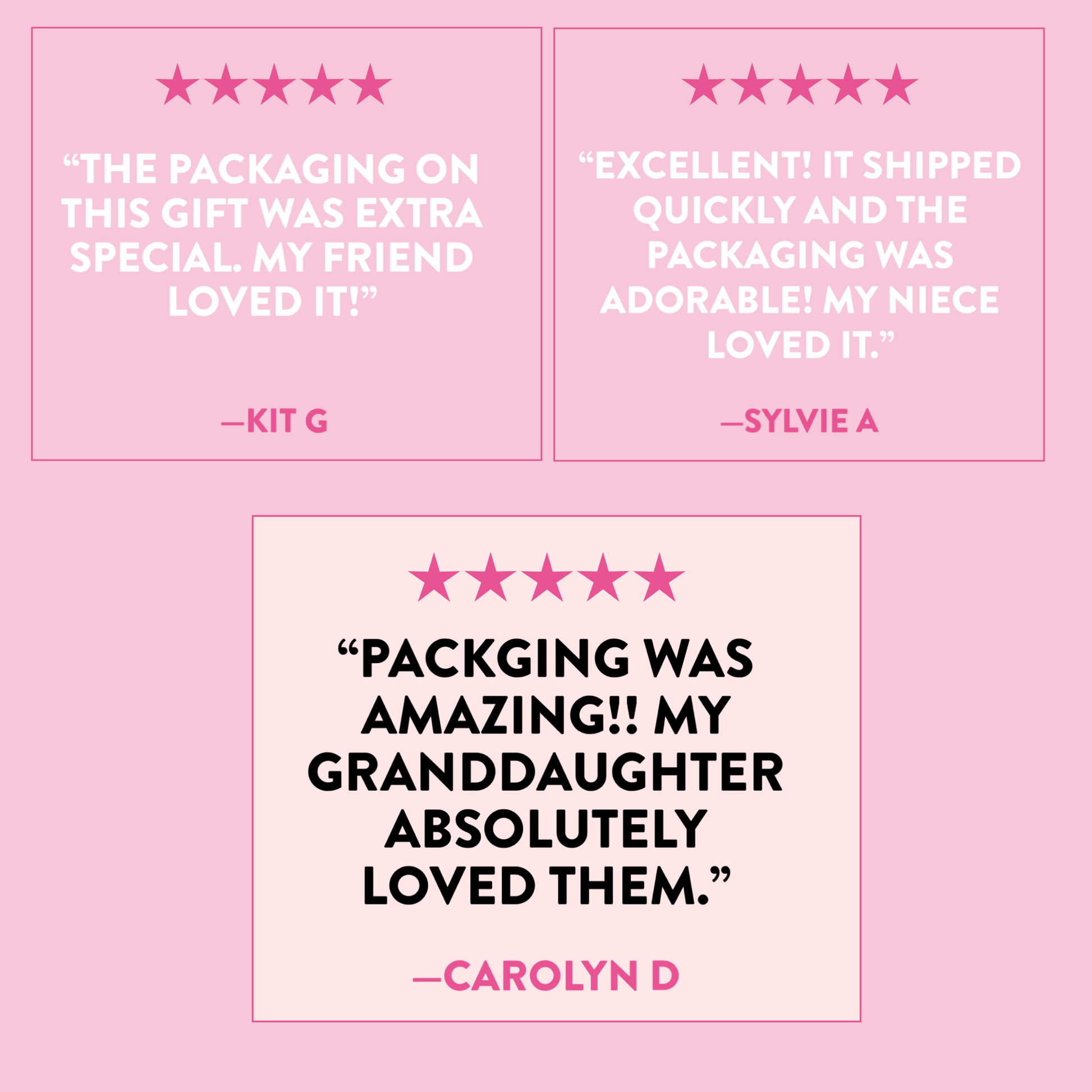 Customer reviews for Dabble Doll socks highlighting cute packaging and satisfaction