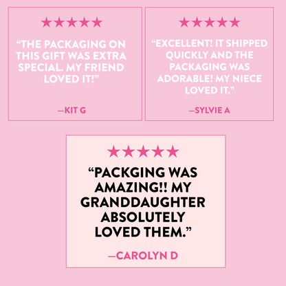 Customer reviews for Dabble Doll socks highlighting cute packaging and satisfaction