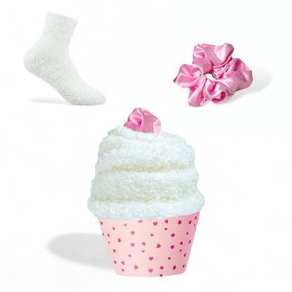 Dabble Doll Soft White Socks for Cozy Comfort with a Fun Cupcake Design