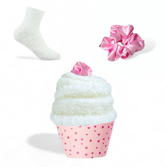 Dabble Doll Soft White Socks for Cozy Comfort with a Fun Cupcake Design