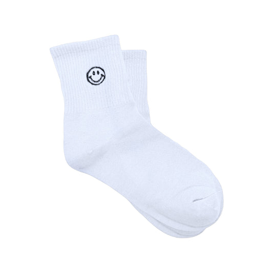 White Dabble Doll Socks with a Smiley Face Design for Casual Wear