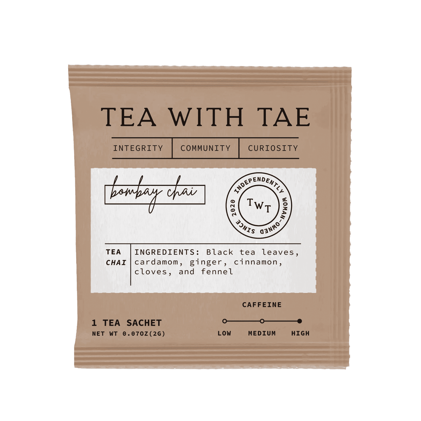 Bombay Chai tea sachet by Dabble Doll, perfect for girls and women who love aromatic tea experiences