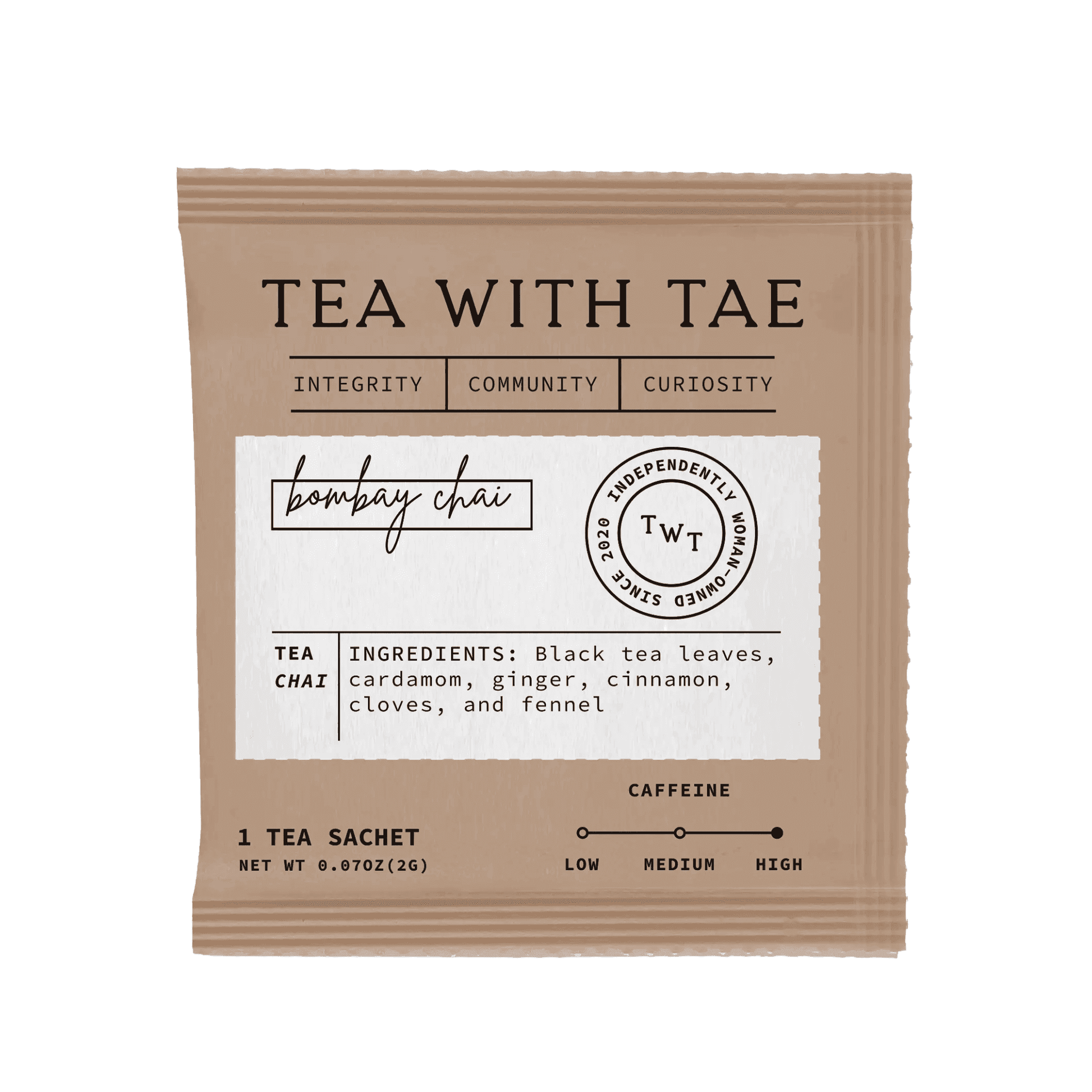 Bombay Chai tea sachet by Dabble Doll, perfect for girls and women who love aromatic tea experiences