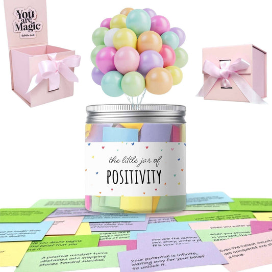 Pastel Gift Box from Dabble Doll for Girls with a 'Little Jar of Positivity' and colorful notes