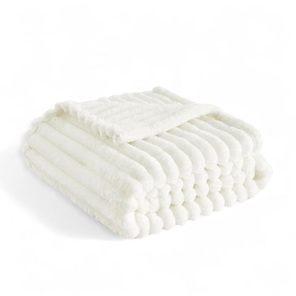 Dabble Doll Soft White Throw Blanket for Girls and Women made from cozy plush material