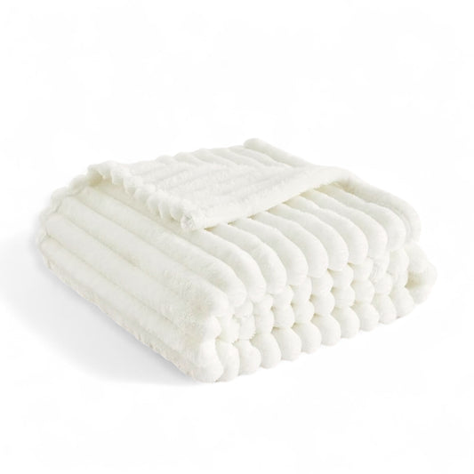 Dabble Doll Soft White Throw Blanket for Girls and Women made from cozy plush material