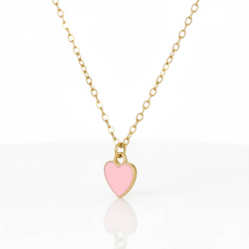 Dabble Doll Tiffanys necklace heart with a gold chain and pink enamel heart pendant