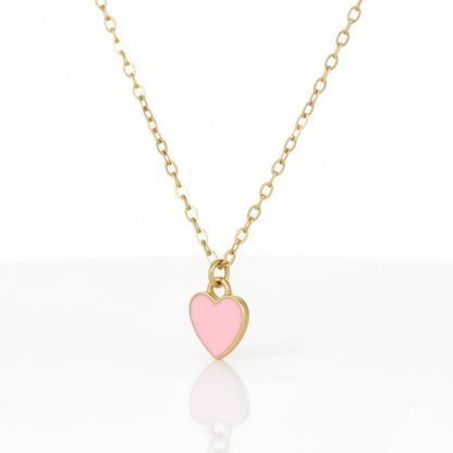 Dabble Doll Tiffanys necklace heart with a gold chain and pink enamel heart pendant