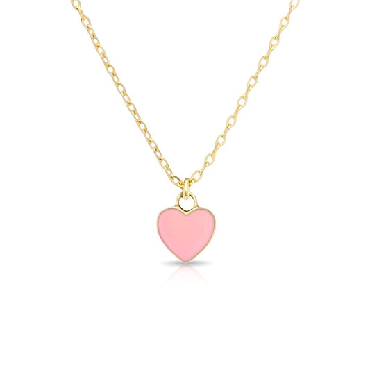 Dabble Doll Tiffanys necklace heart featuring a pink heart pendant on a delicate gold chain