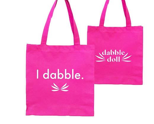 Pink Dabble Doll tote bag made of durable material, stylish for girls and women